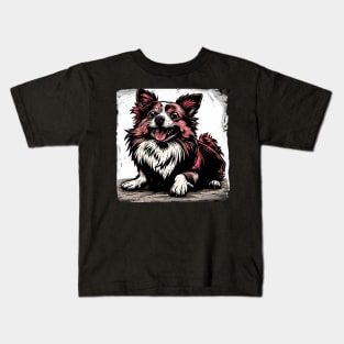 Retro Art Sheltie Dog Lover Kids T-Shirt